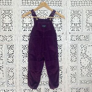 KIDS Vtg Lands End Purple Corduroy Roveralls Overalls Made In USA Sz 4T